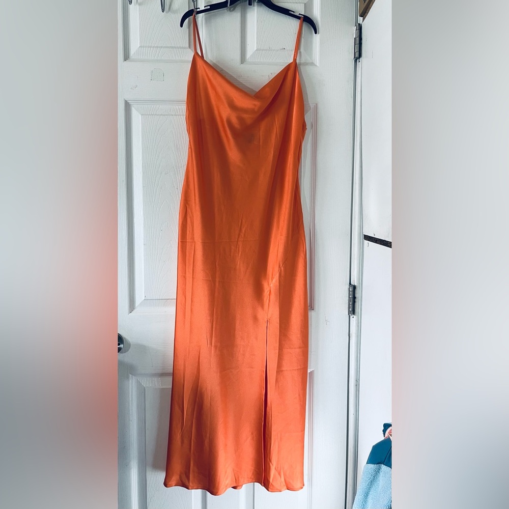 Paper Heart Elegant Orange Sleeveless Maxi Dress L - Picture 3 of 12